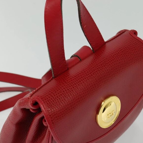 Christian Dior Backpack Leather Red Gold Auth - Picture 15 of 16